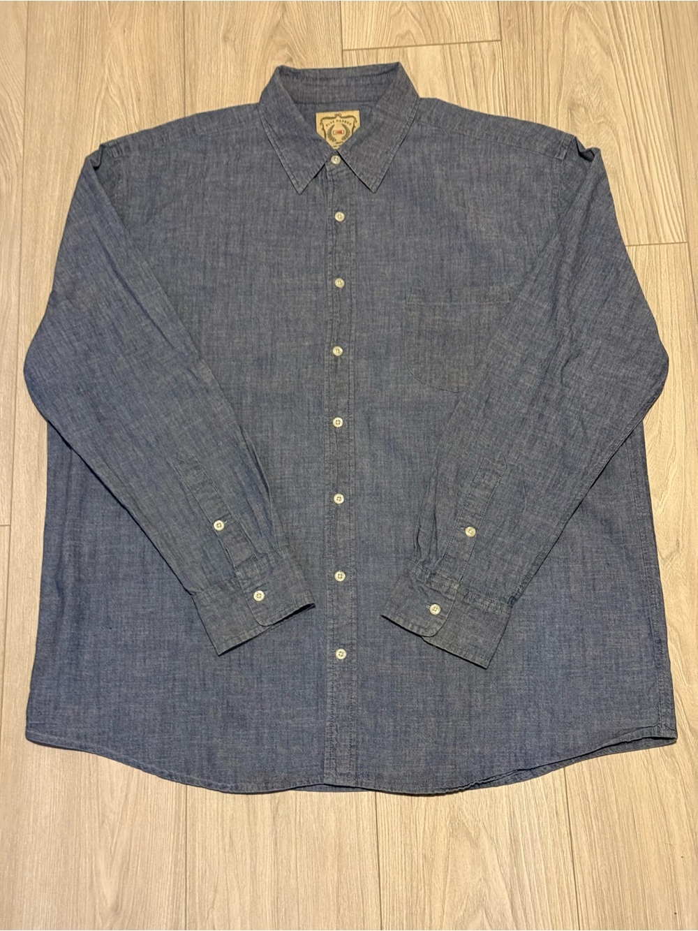 Blue Harbor Men's Long-Sleeve Chambray Button Up Shirt — Denim Blue
